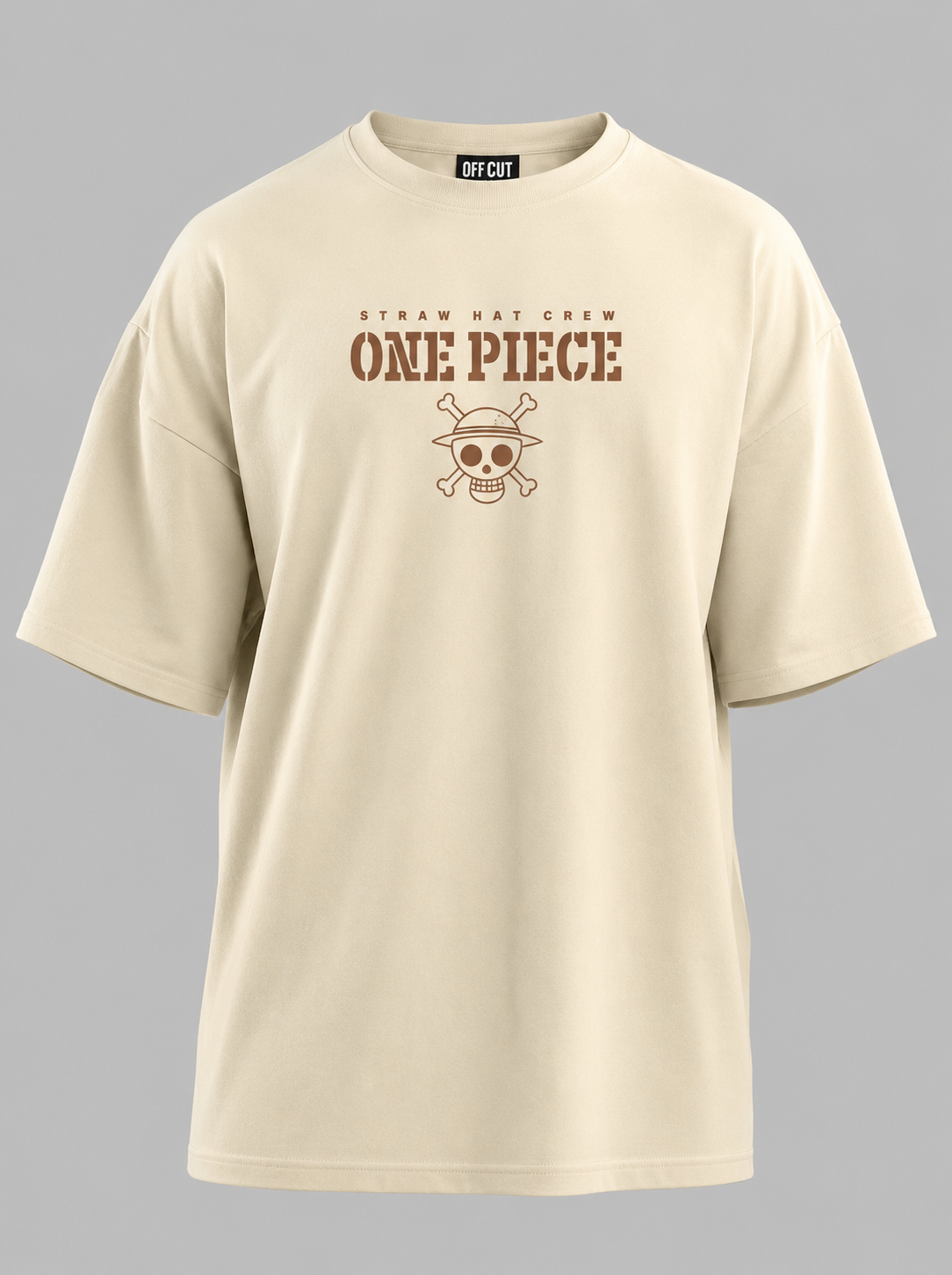 One Piece Luffy Oversized Anime Cotton T-Shirt (Cream)