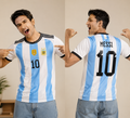 Argentina Inspired Messi No. 10 Football Jersey for Men | Premium Polyester | Breathable Sports T-Shirt | Sky Blue & White