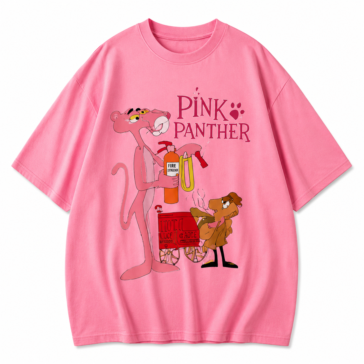 Pink Panther Oversized Graphic Printed T-Shirt for Women | Cotton | Drop Shoulder Streetwear Tee